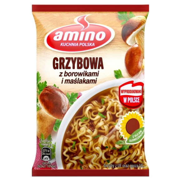 Amino ZUPA GRZYBOWA Z BOROWIKAMI I MAŚLAKAMI ZUPKA CHIŃSKA 57g KRÓTKA DATA